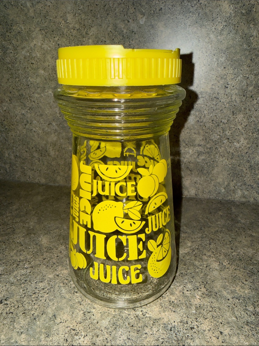 Anchor Hocking Yellow Glass Juice Bottle with Yellow Screw Lid